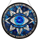 365CUSGIFTS evil eye stained glass front view showing bold colors and decorative motif benefit: attractive focal point