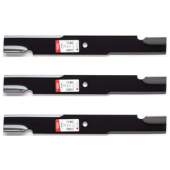 3PK Oregon blades front view showing three new OEM blades and fitment clarity