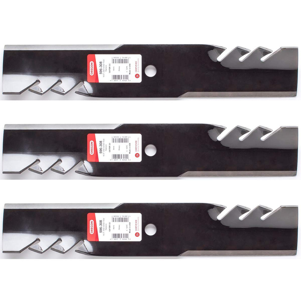 3PK Oregon G5 blades front view showing label and fit benefits
