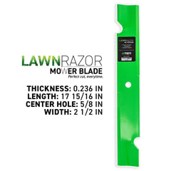 8TEN LawnRAZOR profile view showing medium-lift blade curve, balanced airflow benefit