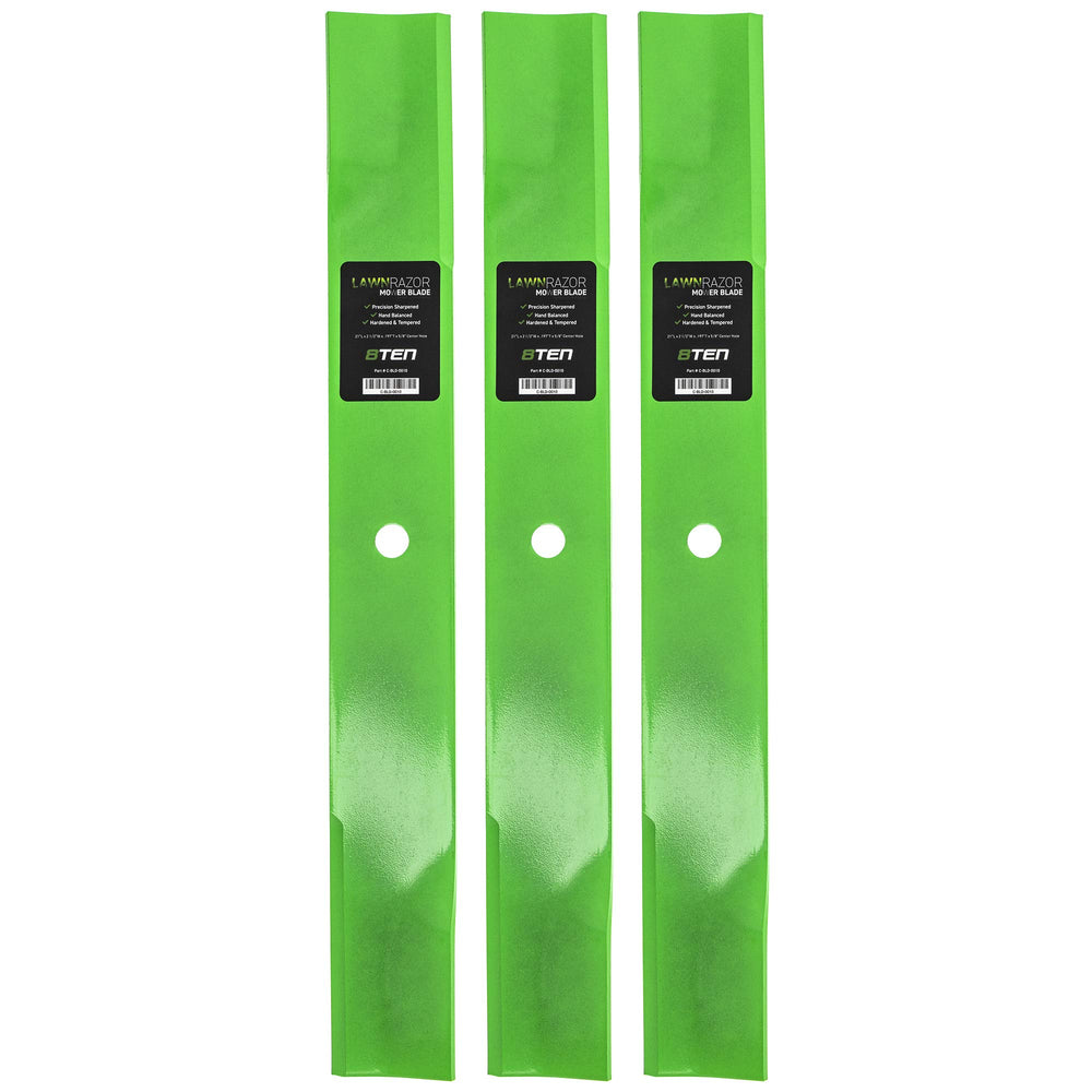 8TEN LawnRAZOR front pack showing three blades and brand for ready replacement