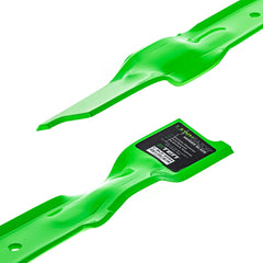 8TEN blade installed on a John Deere deck demonstrating direct-fit compatibility