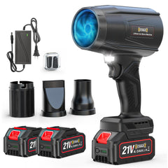DIYtoolifz front view showing blower and three nozzles, clear organization benefit