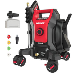 A-iPower front view of pressure washer showing compact frame and handle for easy transport
