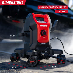 A-iPower five nozzles and 25ft hose laid out illustrating cleaning versatility and reach