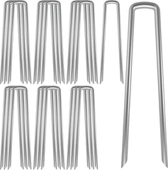AAGUT front view of 100-pack 12-inch galvanized stakes showing durable packaging and quantity benefit