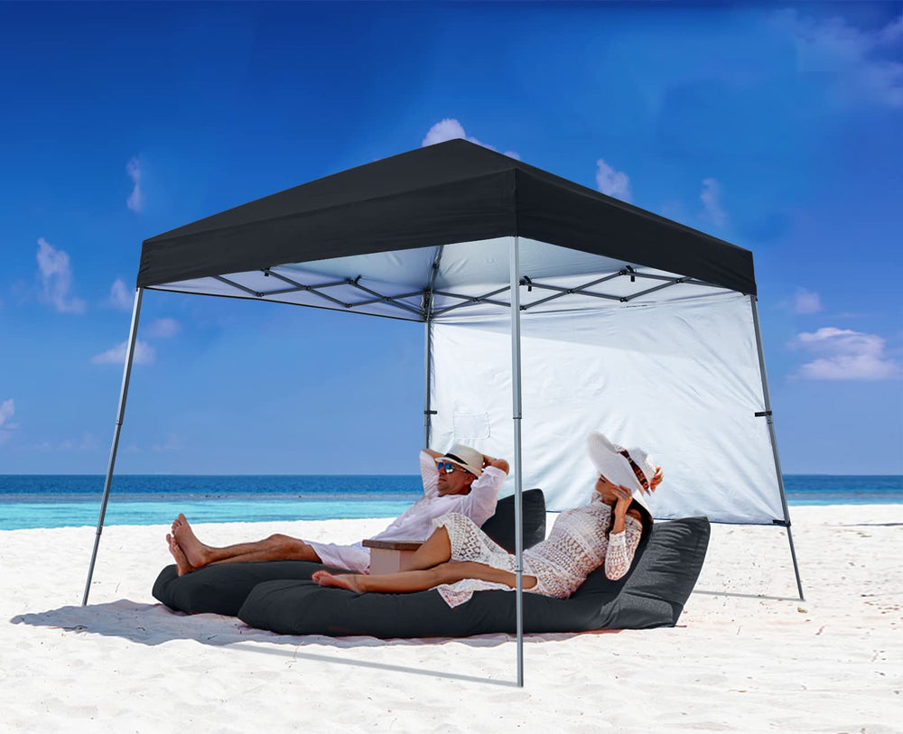 ABCCANOPY front view of assembled canopy showing shaded area and coverage benefit