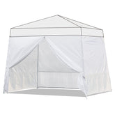 ABCCANOPY front view of four white sidewalls showing complete enclosure benefit
