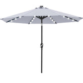 ABCCANOPY front view of 11ft grey patio umbrella showing full canopy and lighting benefit