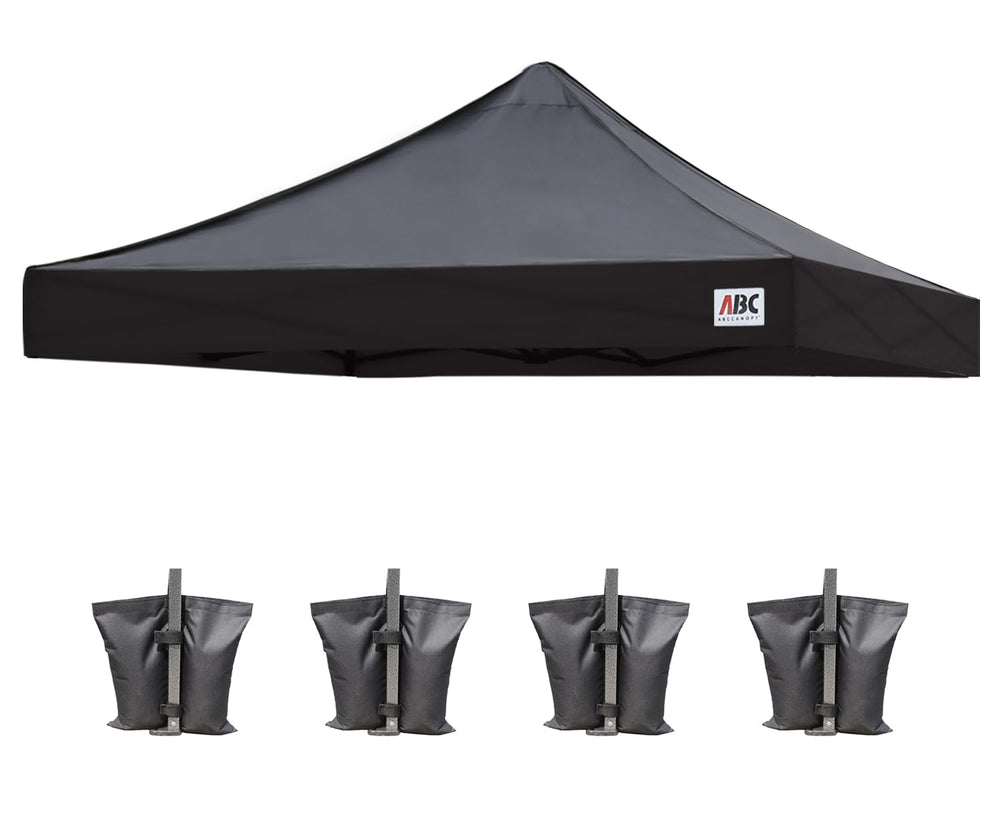 ABCCANOPY black 10x10 replacement top front view showing clean fit and protection