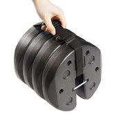 ABCCANOPY front view showing four prefilled weights for quick setup and secure anchoring