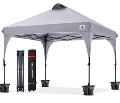 ABCCANOPY front view gray canopy providing quick shade for gatherings