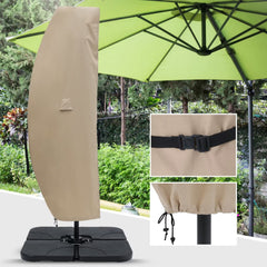 ABCCANOPY khaki cover front view protecting umbrella, looks tidy and durable