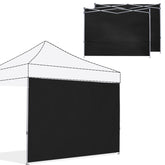 ABCCANOPY front view of black 10x10 sidewall showing full coverage benefit