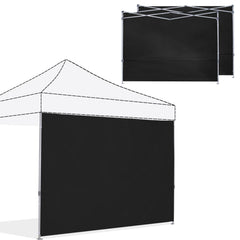 ABCCANOPY front view of black 10x10 sidewall showing full coverage benefit