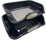 Ablaze tray front view showing ergonomic walls and replaceable screen benefit
