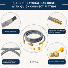 ABYDA hose attached to a grill demonstrating easy hookup and steady performance