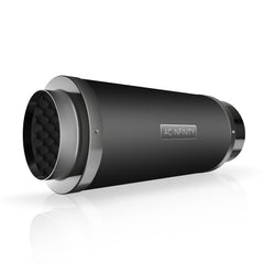AC Infinity front view of 8-inch silencer showing inlet and outlet to reduce fan noise