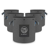 AC Infinity front view of 7 gallon fabric pot showing capacity and sturdy rim for easier filling
