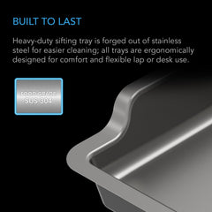 AC Infinity lower trim bins on lap demonstrating ergonomic trimming and reduced fatigue