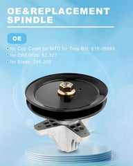 ACEBRI spindle with blade mounted showing secure blade attachment improving cutting performance