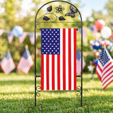 AceList front view of assembled flag stand showing durable design and visibility