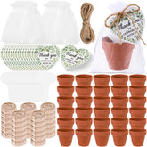 Acellegic front view of 30 mini terracotta favor sets, ready to gift