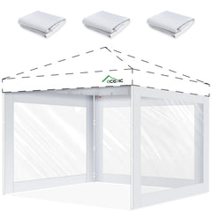 Acepic front view of packaged three clear sidewalls showing ready-to-use protection