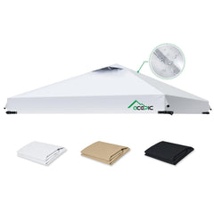 Acepic front view of white 10x10 canopy top showing full coverage and neat fit