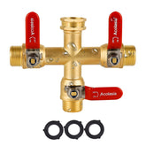 Acolasia front view of 3-way splitter showing durable full-flow design and easy connections