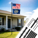 Acostop flag pole front installed showing neat dual-flag display and curb appeal