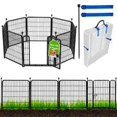 ADAVIN front view of assembled fence with gate showing sturdy frame and easy access