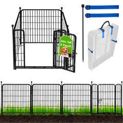 ADAVIN front view assembled fence showing full 9ft barrier and curb appeal