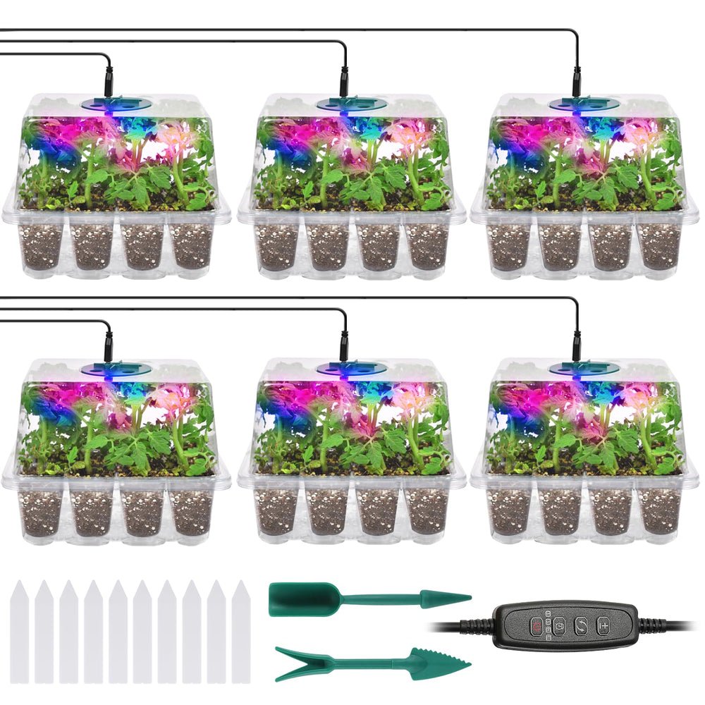 Adawook front packaging showing full 72-cell kit and included lights, benefits organized seed starting