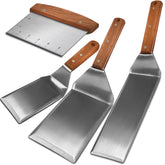 Adoco front view of four-piece griddle spatula set showing complete tools and packaging benefits durability