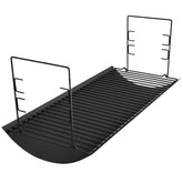 Adviace front view of 27-inch ash pan showing full-length tray and grate benefit durable cleanup