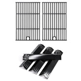 Adviace front view of replacement grates and flame tamers, restores grilling performance