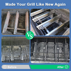 Adviace stainless steel burner detail showing even flame ports for consistent heat