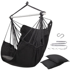 ADVOKAIR front view of hammock chair showing full seat and cushions for comfortable lounging