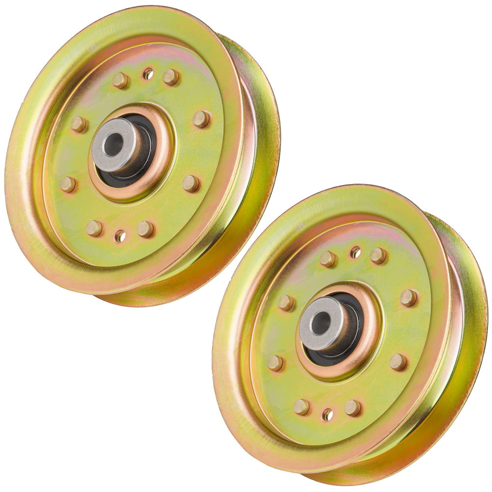 Aeagle flat idler pulley front view showing bolt hole alignment and fit benefit
