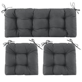 Aegisun front view of three-piece dark grey wicker cushion set, stylish comfort