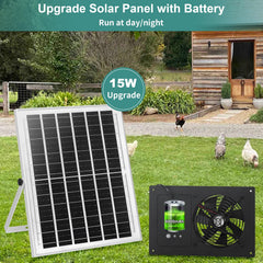 AEQ 15W solar panel close-up charging battery, ensures night use