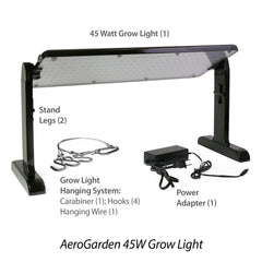 AeroGarden panel on adjustable stand demonstrating stable seed tray support