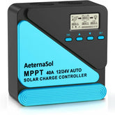 AeternaSol controller front panel showing indicators and terminals, easy system overview