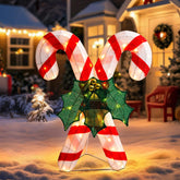 Afirst front view of crossed candy cane adding festive curb appeal