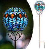 Afirst mosaic globe front view showing colorful pattern and curb appeal
