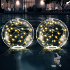 afzdby front view packaging showing included solar floating lights and benefits