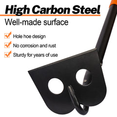 AgroPro close-up of perforated high-carbon steel blade reducing soil buildup