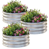 AHEONLAR front view of assembled round galvanized bed showing sturdy planter benefit
