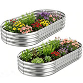 AHEONLAR oval raised bed front view showing sturdy galvanized finish and durability